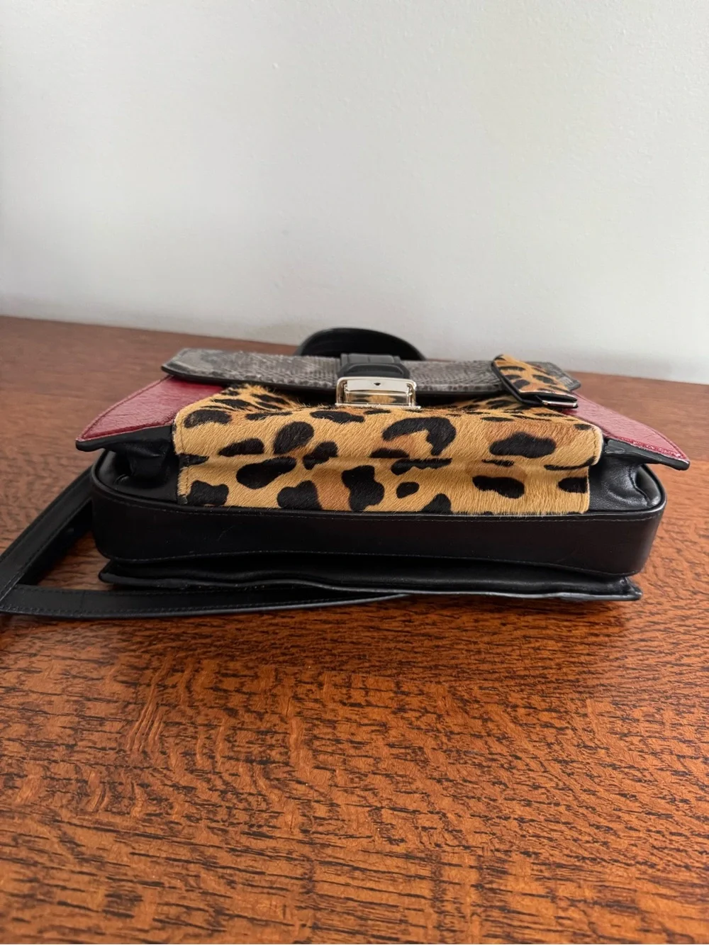 Miu Miu Rare Python, Leopard Print and Leather Crossbody/Satchel Bag w/COA